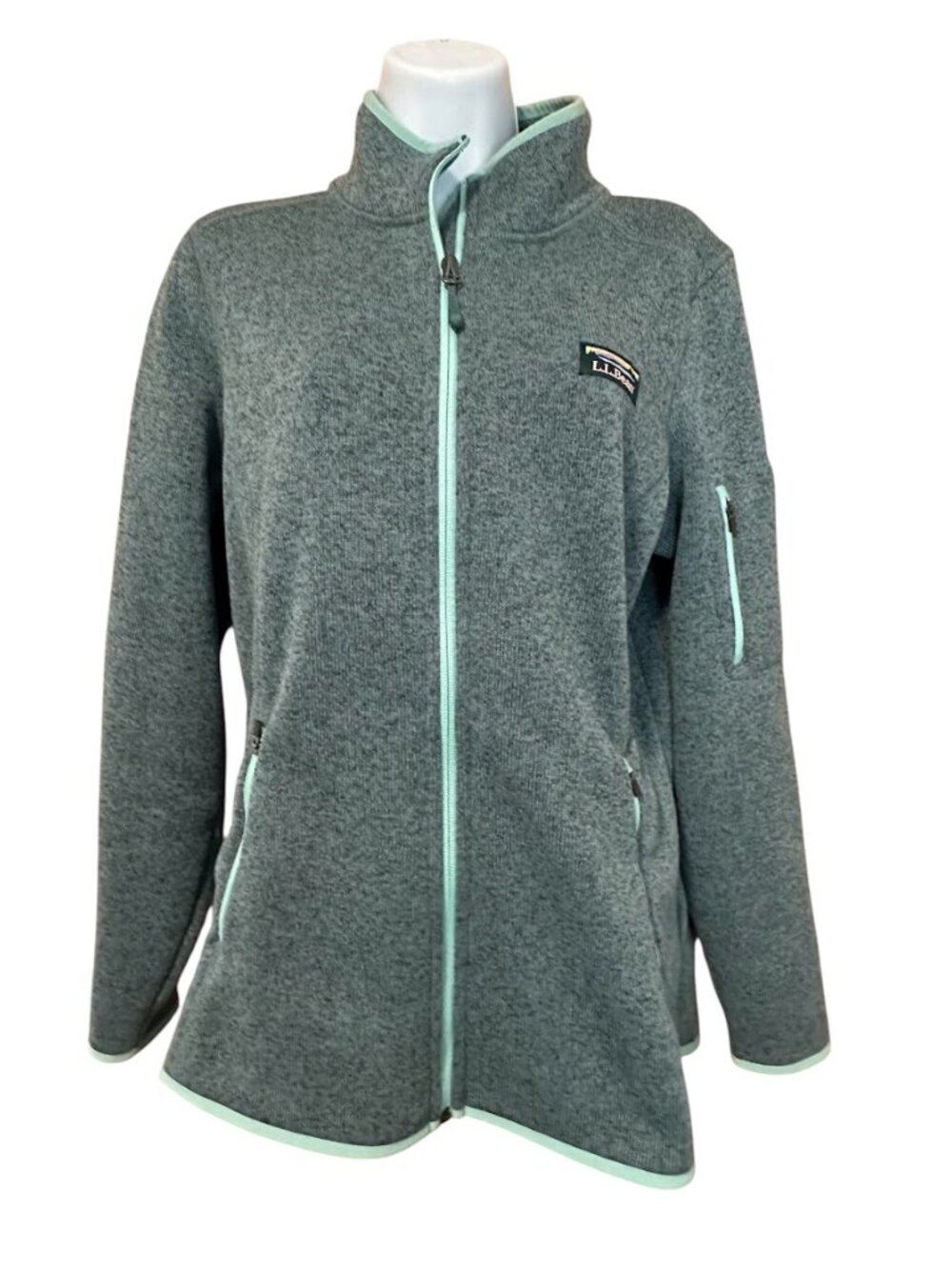 L.L. Bean Green Sweater Fleece Full Zip Jacket Size Large